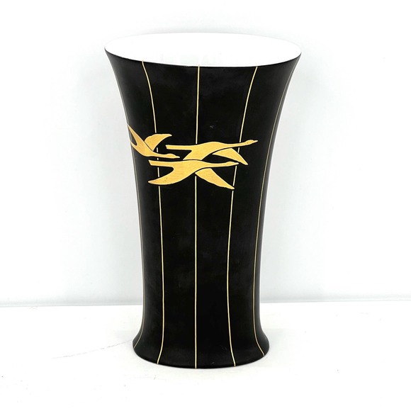 Kaiser West Germany Intermezze Designer: K Nossek black and gold vase - Picture 1 of 7